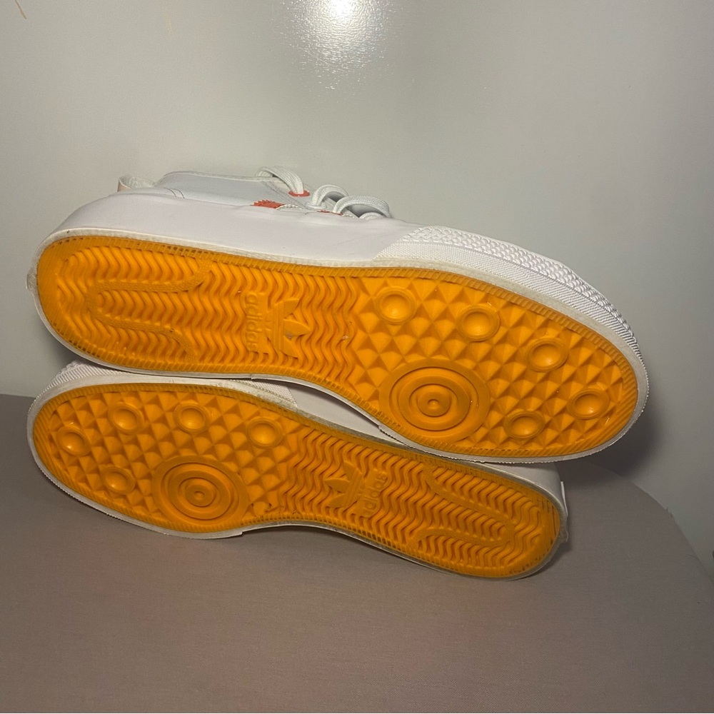 adidas Women's 7.5 Nizza Platform Mid Her Vegan Sneakers in White Bliss Orange - Picture 7 of 8